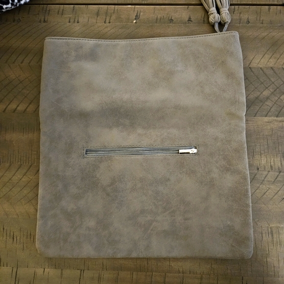 ION Color Brilliance Gray Suede-like Embossed Foldover Clutch Purse Bag - Picture 5 of 11